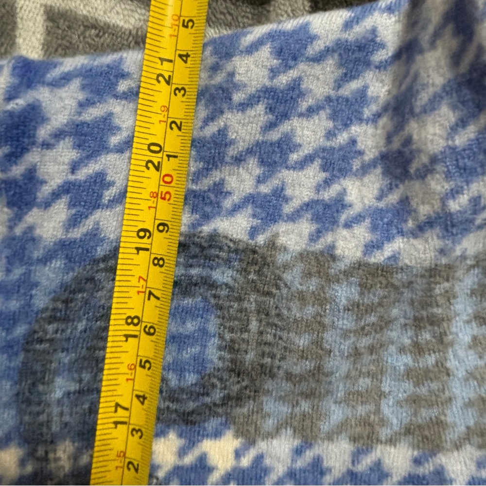 100% Merino Wool 3/4 Sleeve Open Cardigan Women's Blue And Tan Talbots - Picture 8 of 10